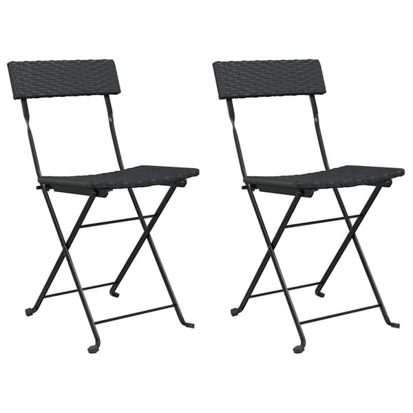 vidaXL foldbare bistrostole, sæt med 2, sort, polyrattan og stål