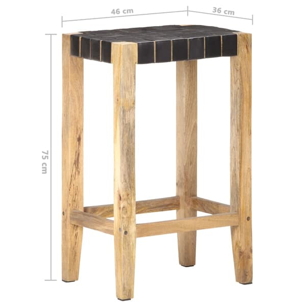 vidaXL Barstole, sæt med 2, sort, ægte læder, 75 cm