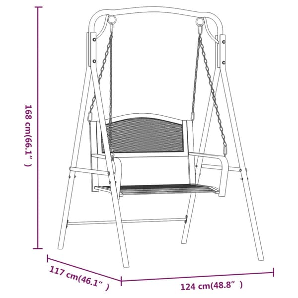 vidaXL havegynge, 124 cm, sort, stål