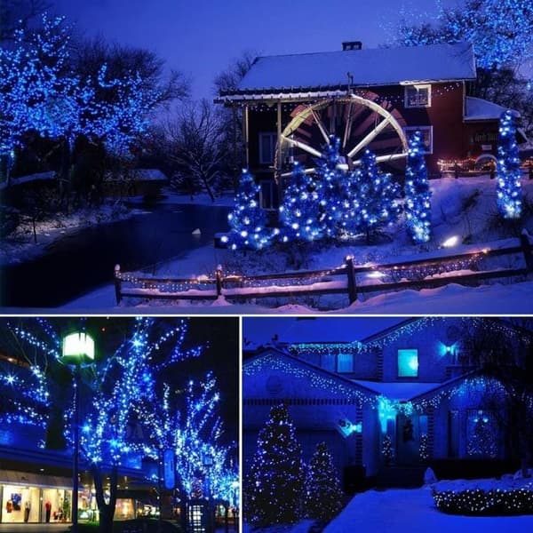Julelysslynge 288 LED larveformede klynger blå 2 m