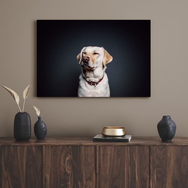 Lærredstryk Dyr Hund Sort baggrund 120X70