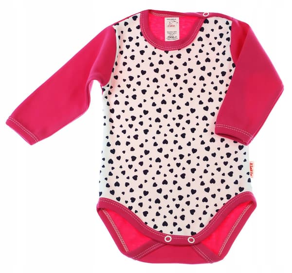 Långärmad bodysuit 100% bomull Hearts r62 klekle
