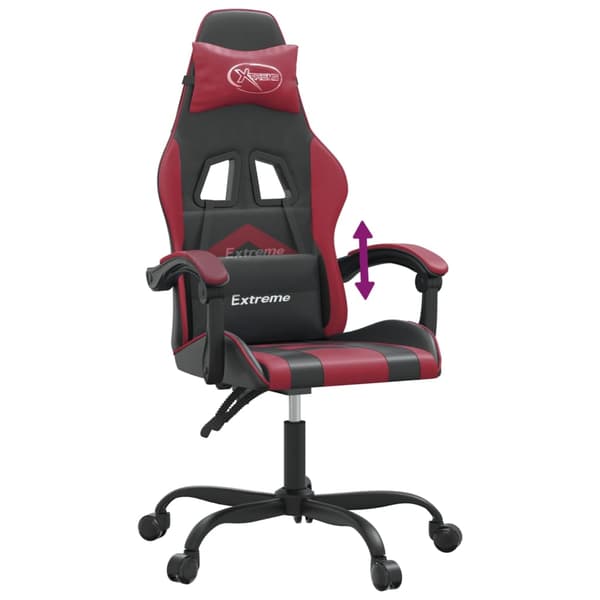 vidaXL gamingstol, sort og bordeaux, kunstlæder