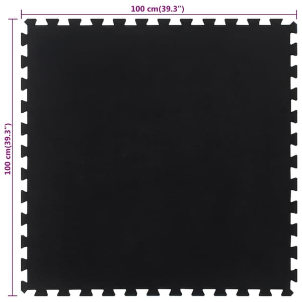 vidaXL gummimåtte, sort, 12 mm, 100x100 cm
