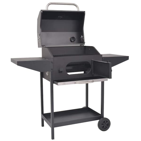 vidaXL kulgrill med ryger og nederste hylde, sort