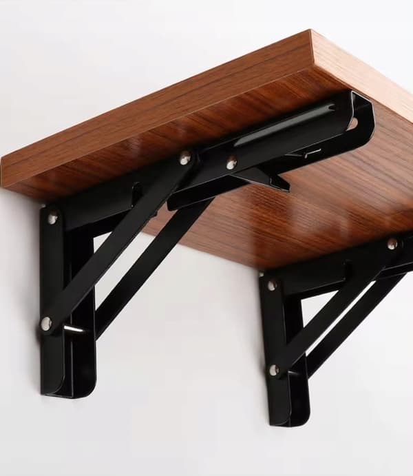 2x Sammenklappelig bordhylde, robust vinkel, 300 mm, sort, TMY