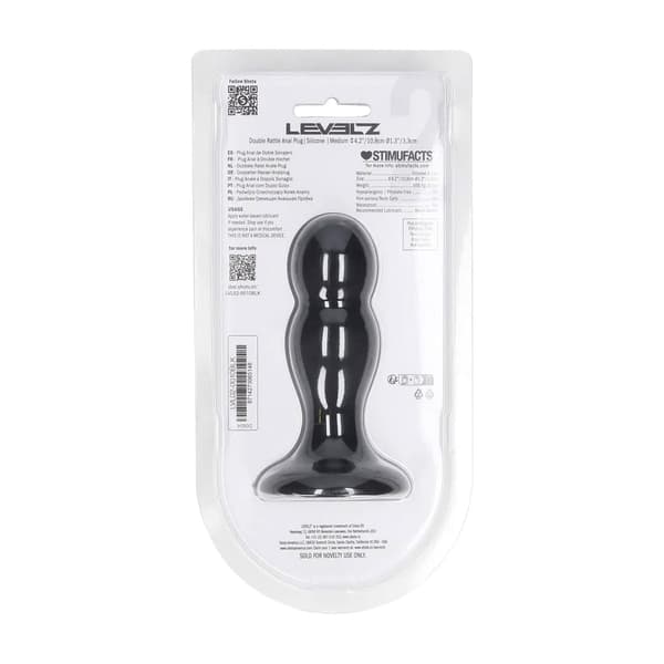Dobbelt Rattle Flydende Silikone Analprop - M - Sort