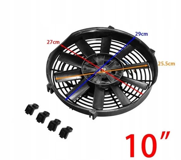 Universal ventilator 10 tommer 12V 255MM/290MM blæser