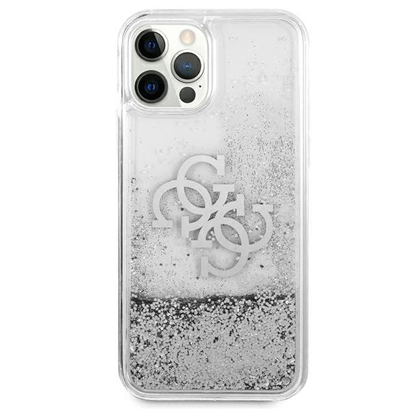 Guess 4G Big Liquid Glitter cover til iPhone 12 Pro Max, sølv/sølv