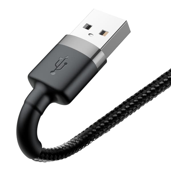Holdbart flettet kabel USB til iPhone Lightning QC3 2m - Sort