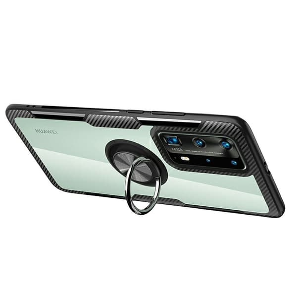 Huawei P40 Pro Gennemsigtig Ring Cover, Sort