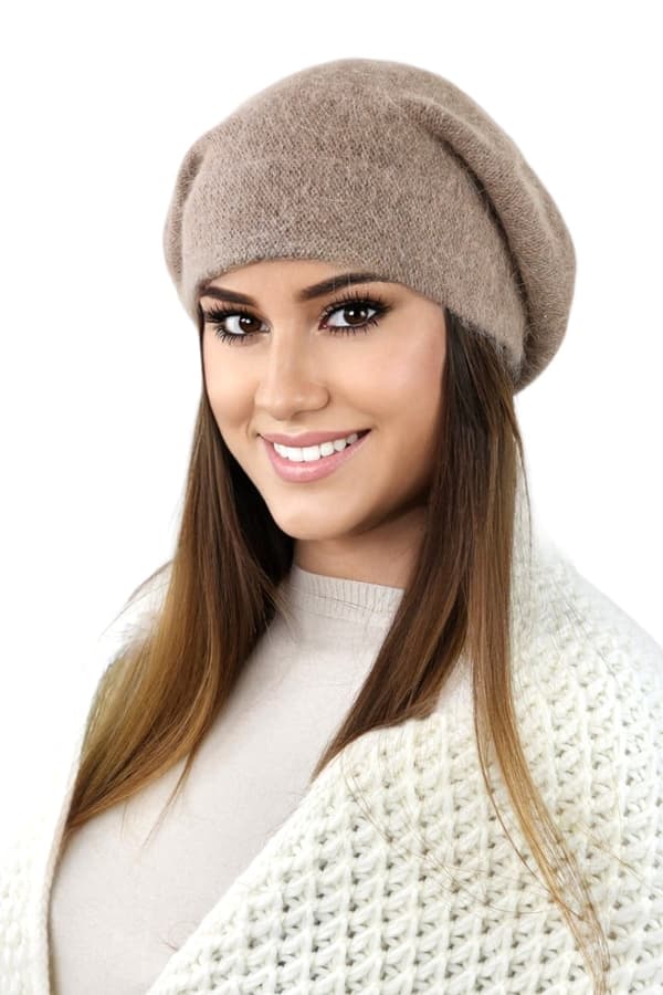 CLEO moderigtig angora baret, beige farve