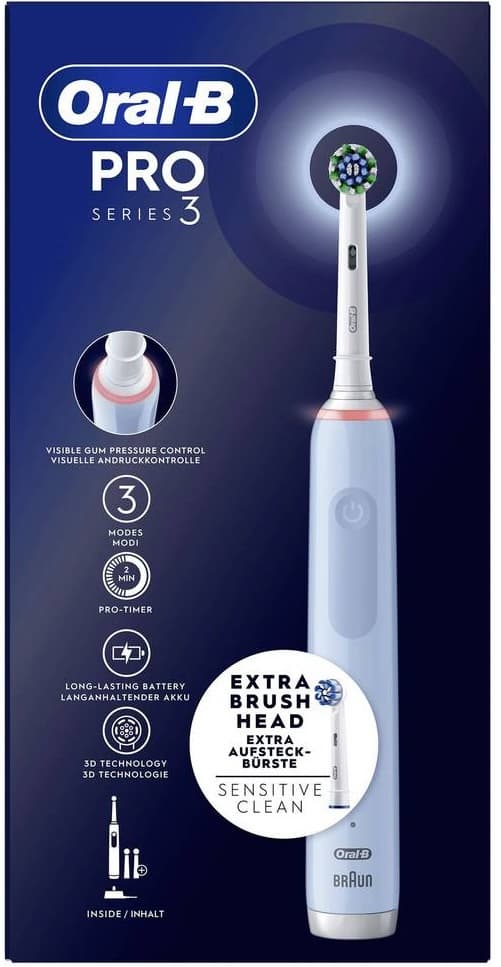 Oral-B Pro 3 3700 Blå Eltandbørste + Børstehoved