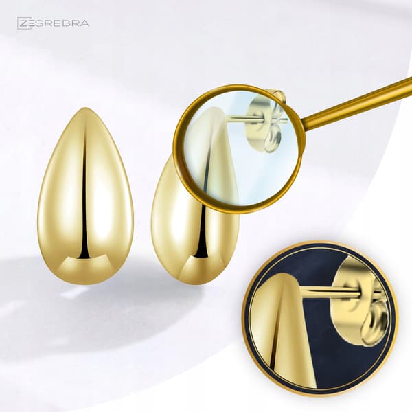Øreringe i guld dråbeform, sølv dråbeform, S925, elegant dråbe, ørestik