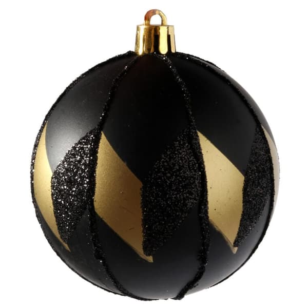 Luksusy elegant julekugle sæt sort og guld 8 cm 3 stk.