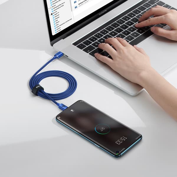 Kabel för snabbladdning och dataöverföring USB-C USB-C 100W 1,2m blå