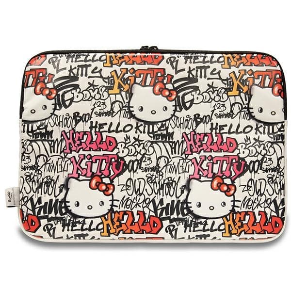 Hello Kitty ærme HKCSZPDGPTE 14" beige lynlås PU-mærker graffiti