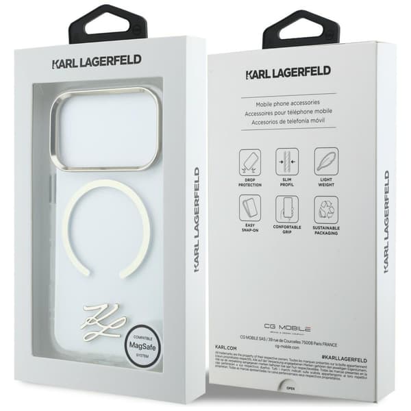 Karl Lagerfeld IML KL Script Logo MagSafe-etui til iPhone 17 Pro – klart