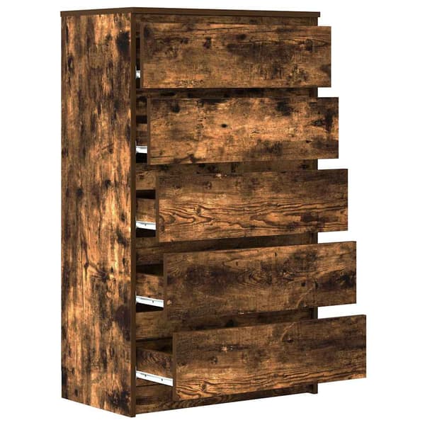 vidaXL kommode, røget eg, 60x36x103 cm, træbaseret materiale