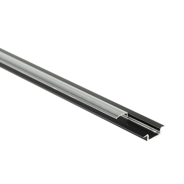 Indbygget sort profil til LED-strimler + transparent dæksel 2m