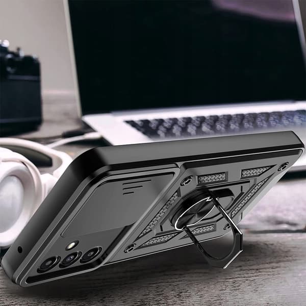 ETUI til Samsung A14 5G ARMOR SLIDE RING + GLAS