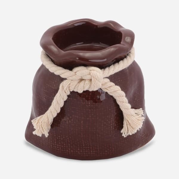 Mini-Pouch keramisk lysestage i brun
