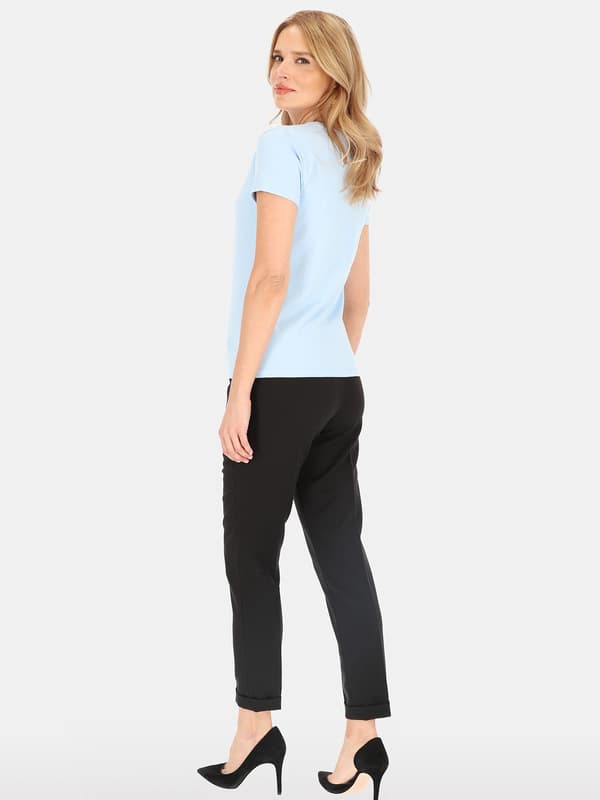 Dambomulls-T-shirt med applikationer