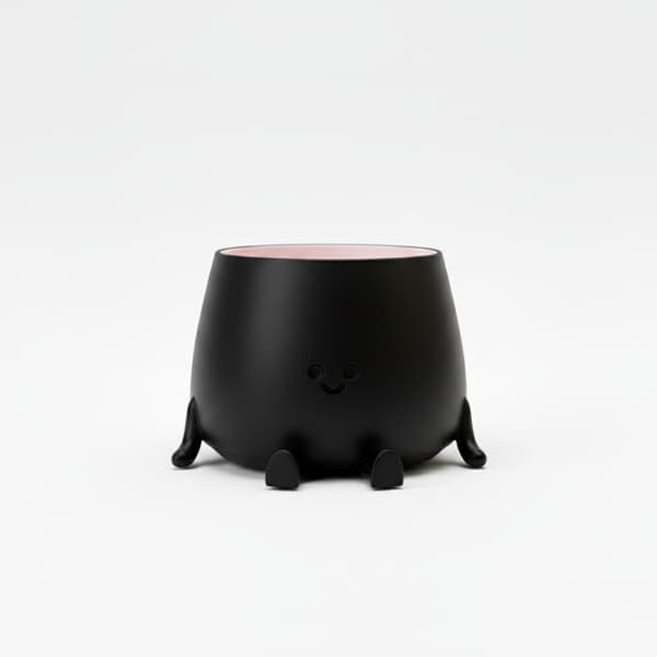 Dekorativ urtepotte med et smil, sort, til planter, moderne design