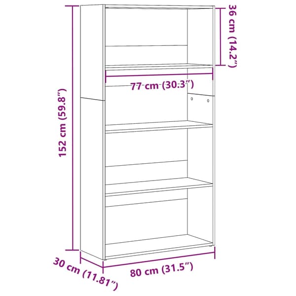 vidaXL bogreol, antik træ, 80x30x152 cm