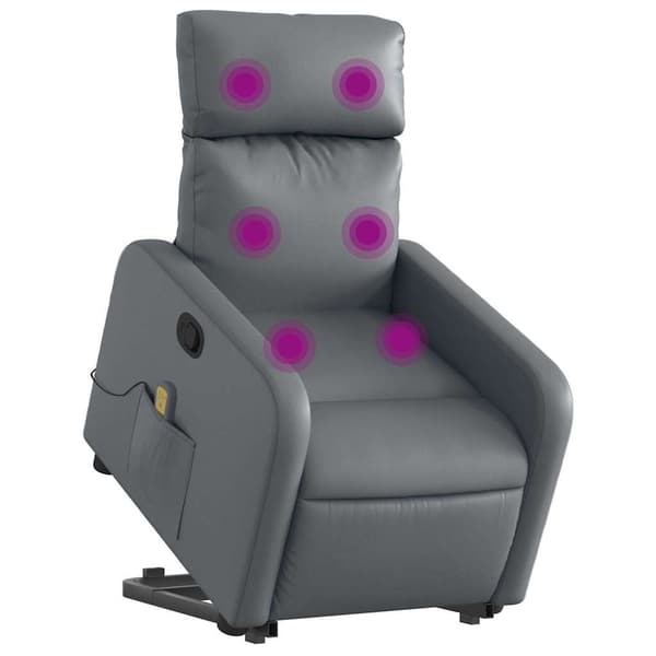 vidaXL massagestol med løftefunktion, grå, kunstlæder