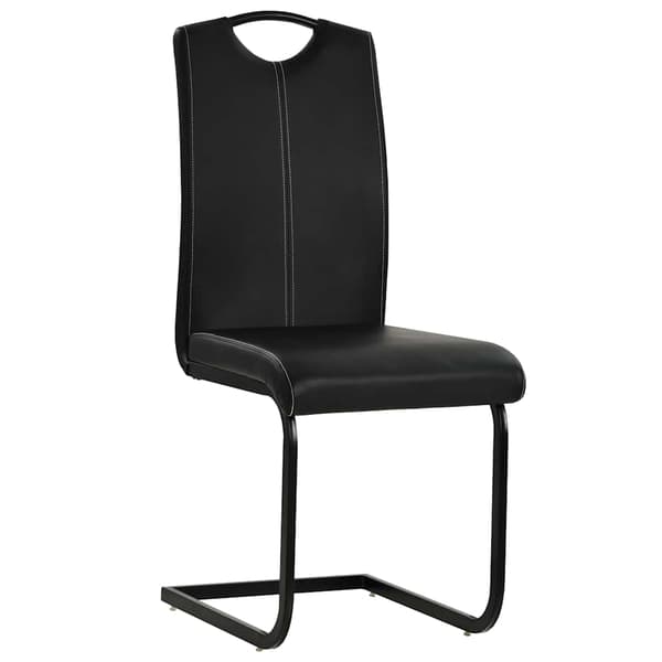 vidaXL Cantilever spisestole, sæt med 4, sort, kunstlæder