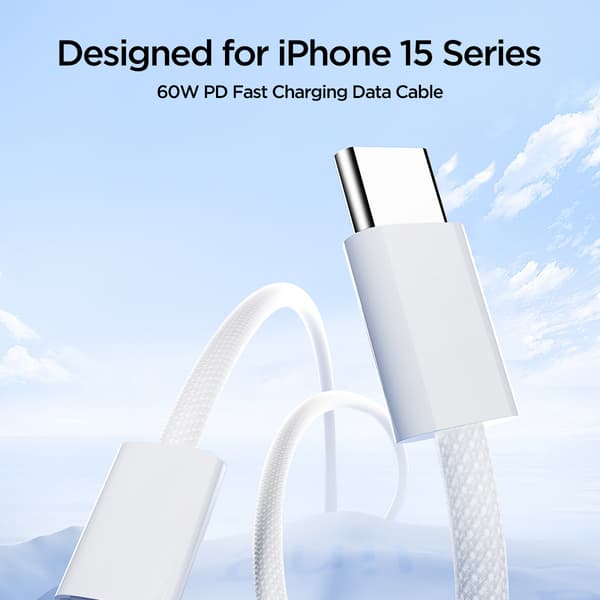 Ben-serien USB-C 60W 1m kabel – vit