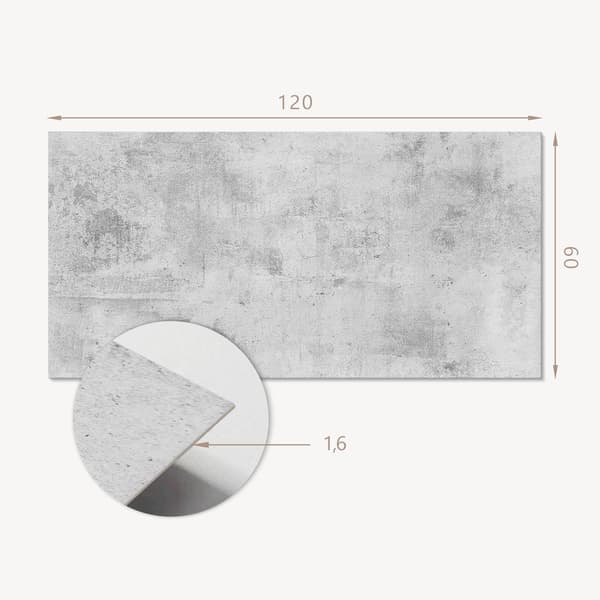 Selvklæbende vinylpanel med tryk til badeværelse 120x60 cm rå betontekstur