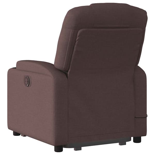 vidaXL Lyftbar massagefåtölj mörkbrunt tyg