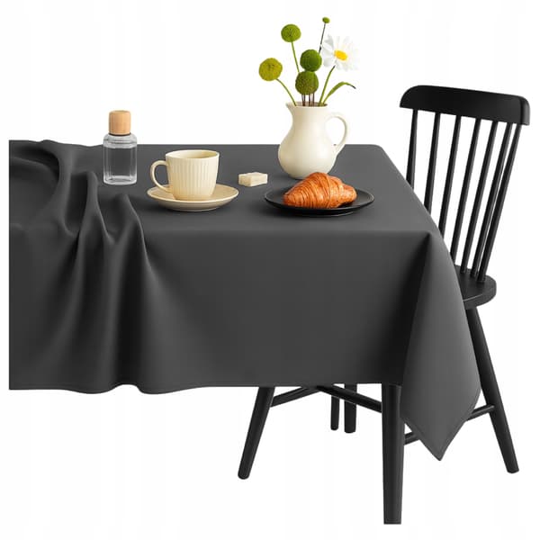 Ensfarvet, mat rektangulær dug, 140 x 320 cm, universal grå farve.