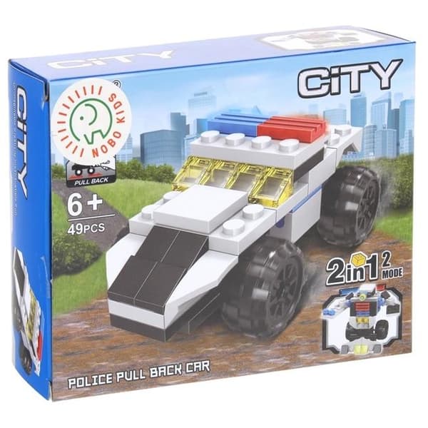Byggblock 2 i 1 polisbilrobot