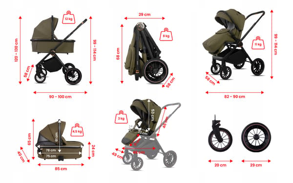 BabyLux CASTOR 2-i-1 klapvogn, gondol, let, foldbart sæt