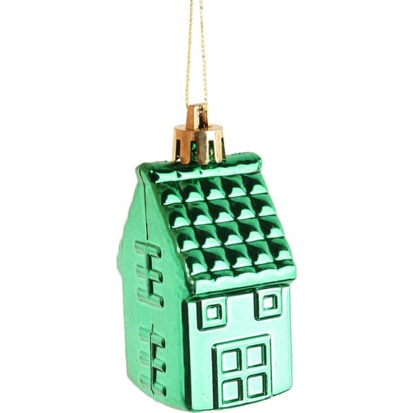 Set med 6 plastkulor formade som hus