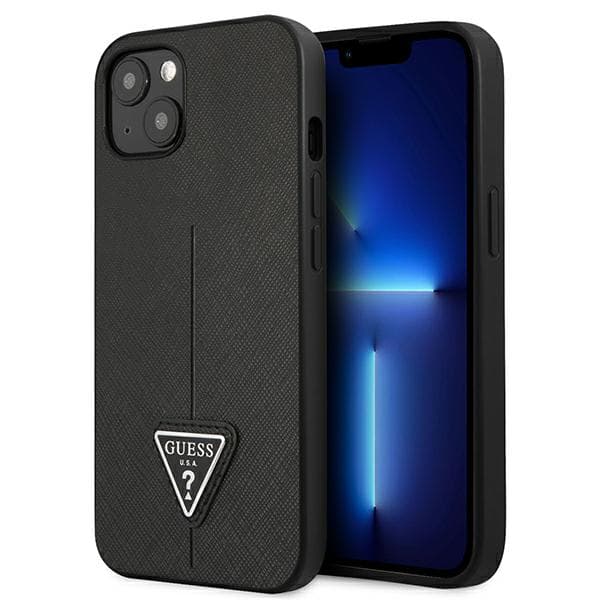 Guess Saffiano Triangle Logo-cover til iPhone 14 Plus, sort