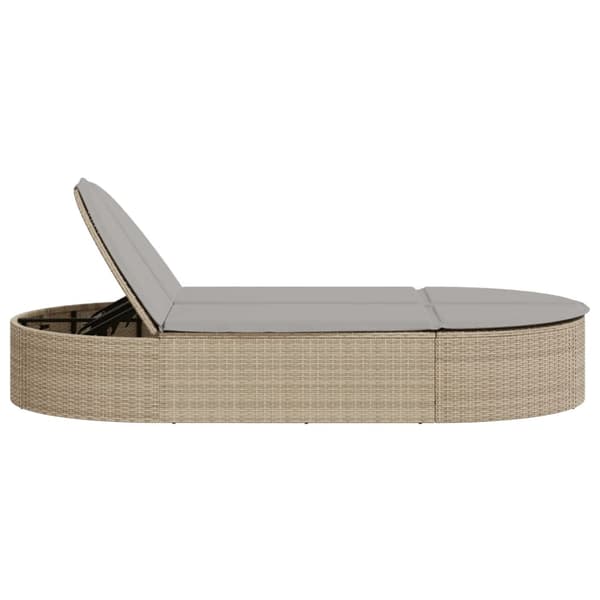 vidaXL Dubbel dagbädd med kuddar, beige, polyrotting