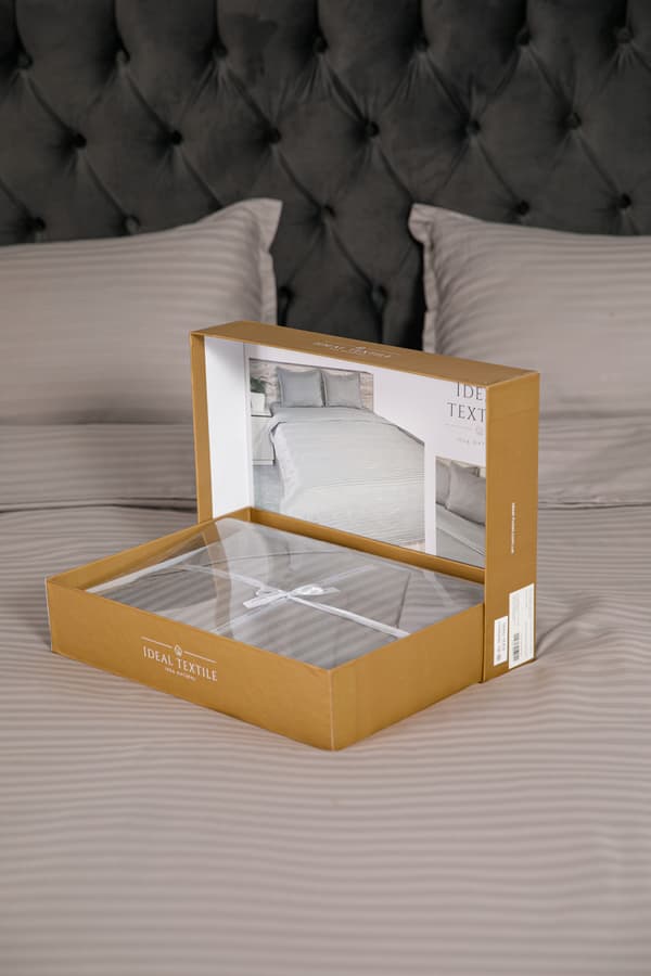 Premium grå satin sengesæt 160x220 100% bomuld