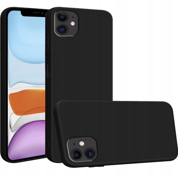 Etui til IPHONE 11 MAT SILIKONE BAGSIDER SORT + GLAS