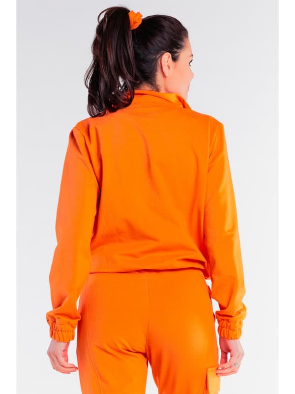 Bomullströja med dragkedja, orange L/XL