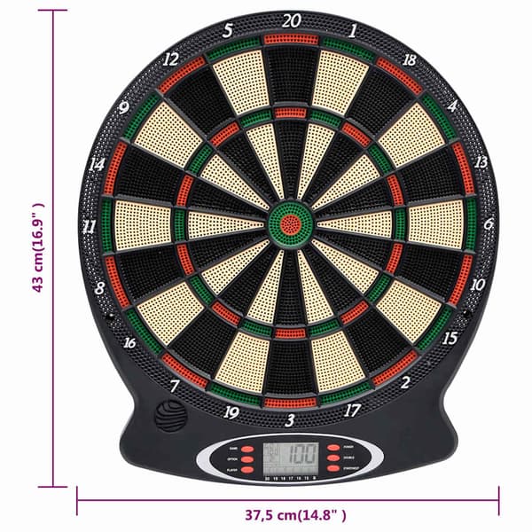 vidaXL elektrisk dartskive med pile, sort, polypropylen