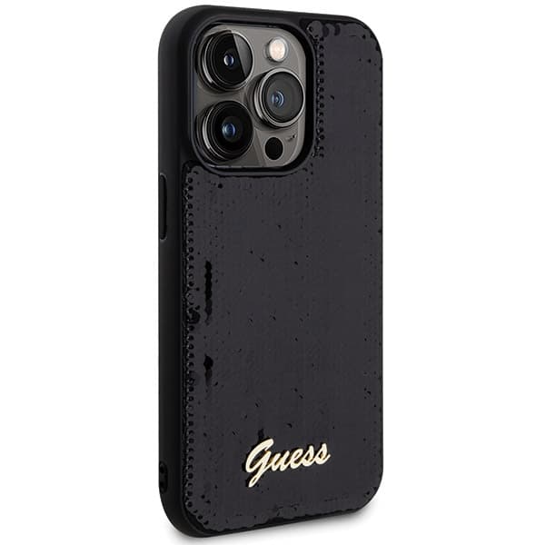 Guess Sequin Script Metallskal till iPhone 13 Pro Max, Svart