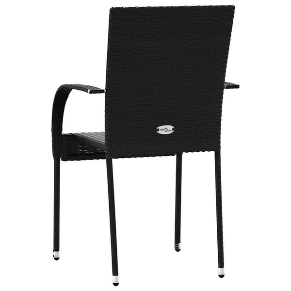 vidaXL stabelbare havestole, sæt med 2, polyrattan, sort