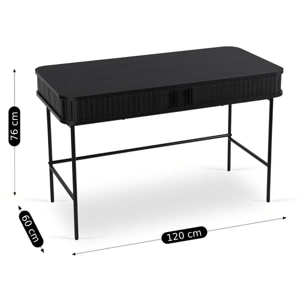 TRISH Udtrækbart skrivebord 120 cm sort riflet moderne loft
