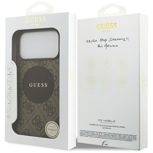 Guess 4G Circle Classic Logo MagSafe-etui til iPhone 17 Pro Max brunt