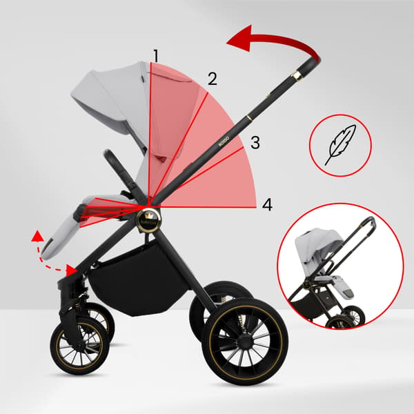 BabyLux ROSSO 2-i-1 klapvogn, gondol, let, foldbart sæt