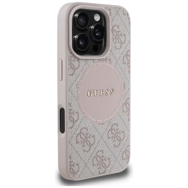 Guess 4G Circle Classic Logo MagSafe-etui til iPhone 16 Pro, lyserød